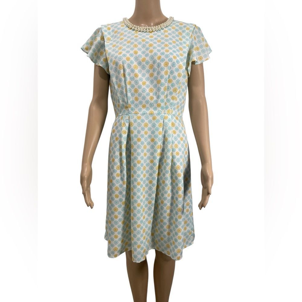 Jason Wu Multicolor Beaded Collar  Flutter Sleeve Dress size 10